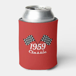 レトロ1959クラシック黒白市松模様の旗 缶クーラー