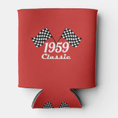 レトロ1959クラシック黒白市松模様の旗 缶クーラー (正面)