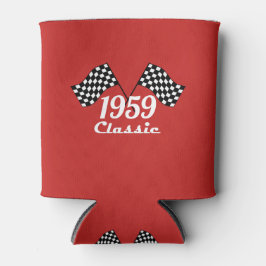 レトロ1959クラシック黒白市松模様の旗 缶クーラー