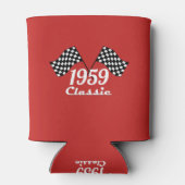 レトロ1959クラシック黒白市松模様の旗 缶クーラー (裏面)