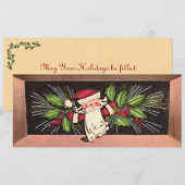 レトロ1960のサンタフラットクリスマスカード シーズンカード (正面/裏面)