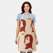 レトロ1960年代ミニマリスト女性イラストレーションアート エプロン (着用した状態)