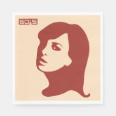 レトロ1960年代ミニマリスト女性イラストレーションアート スタンダードランチョンナプキン (正面)