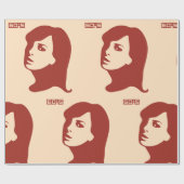 レトロ1960年代ミニマリスト女性イラストレーションアート ラッピングペーパー (フラット)
