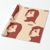 レトロ1960年代ミニマリスト女性イラストレーションアート ラッピングペーパー (アンロールド)