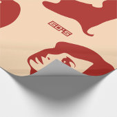 レトロ1960年代ミニマリスト女性イラストレーションアート ラッピングペーパー