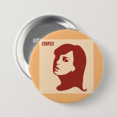 レトロ1960年代ミニマリスト女性イラストレーションアート 缶バッジ (正面&裏面)