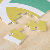 レトロ1960年代 サークル オーバル オレンジ ティール ゴールド ジグソーパズル (側面)