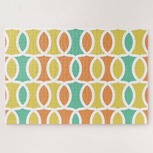 レトロ1960年代 サークル オーバル オレンジ ティール ゴールド ジグソーパズル (横)