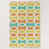 レトロ1960年代 サークル オーバル オレンジ ティール ゴールド ジグソーパズル (縦)