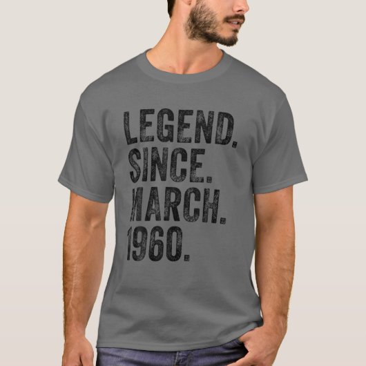 レトロ1960年誕生日1960年生まれ以来の3月伝説 Tシャツ (正面)
