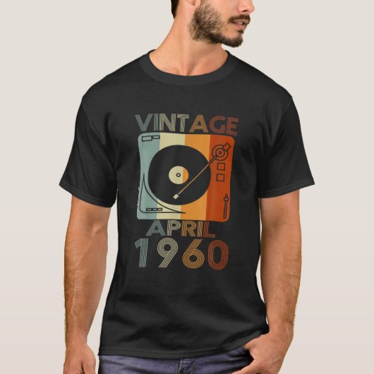 レトロ1960年4月T 61st誕生日ギフト61歳 Tシャツ (正面)