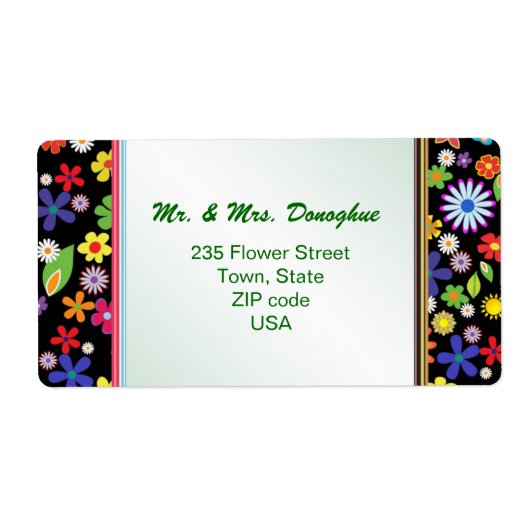 レトロ1960-xスタイルフラワーパワー住所 シール (正面)