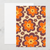 レトロ1960sスタイルフローラルパターン 招待状 (正面/裏面)