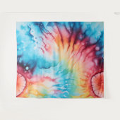 レトロ1960sレインボー絞り染めスタイルタペストリー タペストリー (正面(横))