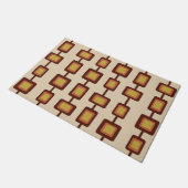 レトロ1960s丸正方形イエローオレンジ ドアマット (アングル)