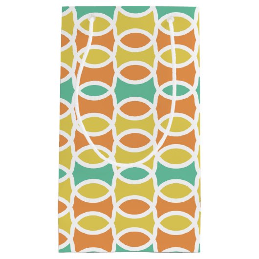 レトロ1960s円オバルオレンジティール（緑がかった色）金ゴールド スモールペーパーバッグ (正面)