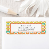 レトロ1960s円オバルオレンジティール（緑がかった色）金ゴールド ラベル (インサイチュ)