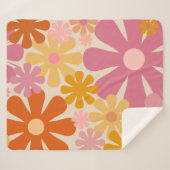 レトロ1960s 1970s花花柄 シェルパブランケット (正面(横))