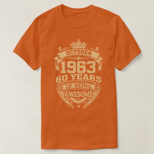レトロ1963年10月60日素晴らし60歳 Tシャツ (デザイン正面)