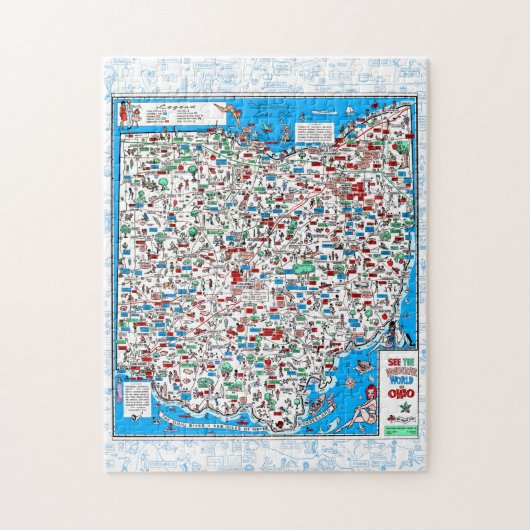 レトロ1966オハイオマップジグソーパズル11"x14" 252 pcs ジグソーパズル (縦)