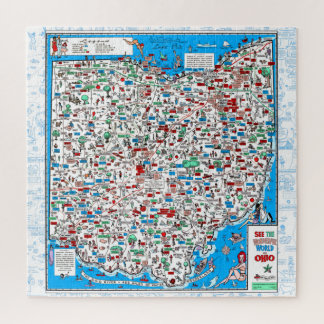レトロ1966オハイオマップジグソーパズル20"x20" 676 pcs ジグソーパズル