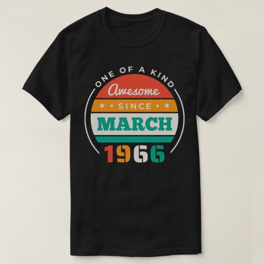 レトロ1966素晴らし年3月以降の誕生日ヴィンテージBd Tシャツ (デザイン正面)