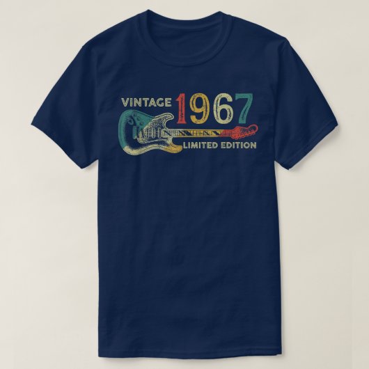 レトロ1967誕生日ギフト男性へギタープレーヤー55t tシャツ (デザイン正面)