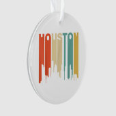 レトロ1970のスタイルヒューストンテキサス州スカイライン オーナメント (正面)