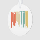 レトロ1970のスタイルヒューストンテキサス州スカイライン オーナメント (正面)