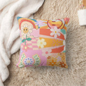 レトロ1970のフラワーパワーピローノスタルジックおもしろい クッション (ブランケット)