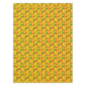 レトロ1970年代イエローオレンジ色の花 テーブルクロス (正面)