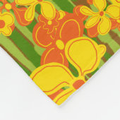 レトロ1970年代イエローオレンジ色の花 フリースブランケット (角)