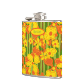 レトロ1970年代オレンジ色の黄色い花 フラスク (左)
