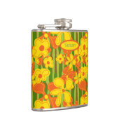 レトロ1970年代オレンジ色の黄色い花 フラスク (右)