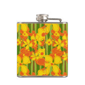 レトロ1970年代オレンジ色の黄色い花 フラスク (裏面)