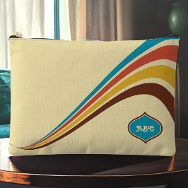 レトロ1970年代モノグラストライプム アクセサリーポーチ