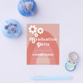 レトロ1970年代ヴィンテージフローラ大学院パーティー予算 チラシ (シングル)