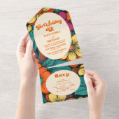 レトロ1970結婚年代 オールインワン招待状 (貼ってはがせる)