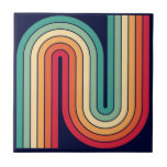 レトロ1970sスタイルアーチ型ストライプ幾何学模様 タイル<br><div class="desc">70sカラフルレトロヴィンテージスタイル幾何学的パターン…</div>