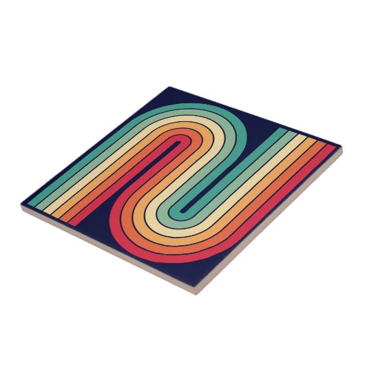 レトロ1970sスタイルアーチ型ストライプ幾何学模様 タイル (側面)