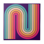 レトロ1970sスタイルアーチ型ストライプ幾何学模様 タイル<br><div class="desc">70sカラフルレトロヴィンテージスタイル幾何学的パターン…</div>