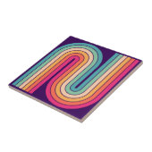 レトロ1970sスタイルアーチ型ストライプ幾何学模様 タイル (側面)