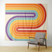 レトロ1970sスタイルアーチ型ストライプ幾何学模様 タペストリー (インサイチュ(横))