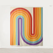 レトロ1970sスタイルアーチ型ストライプ幾何学模様 タペストリー (正面)