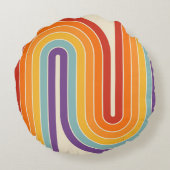 レトロ1970sスタイルアーチ型ストライプ幾何学模様 ラウンドクッション (裏面)