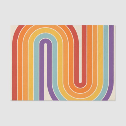 レトロ1970sスタイルアーチ型ストライプ幾何学模様 薄葉紙 (正面)