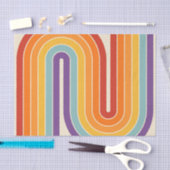 レトロ1970sスタイルアーチ型ストライプ幾何学模様 薄葉紙 (クラフト)