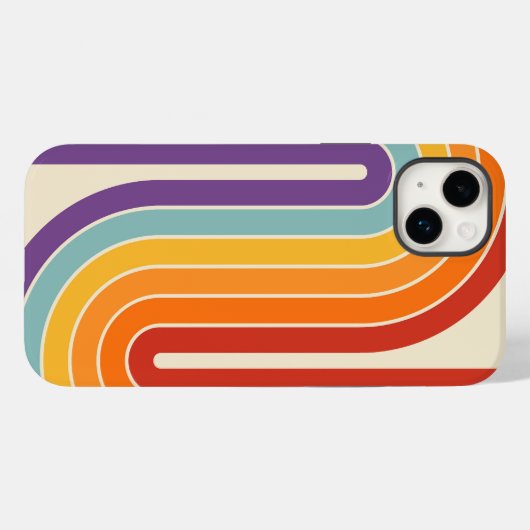 レトロ1970sスタイルアーチ型ストライプ幾何学模様 Case-Mate iPhoneケース (裏面 (横))