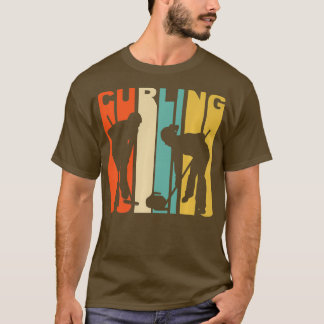 レトロ1970sスタイルカーラーズシルエットカーリング tシャツ